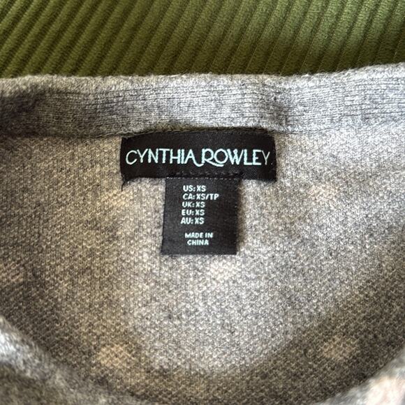 CYNTHIA ROWLEY GRAY BOAT NECK POLKA DOT SWEATER 3/4 SLEEVE SIZE XS - Picture 7 of 8
